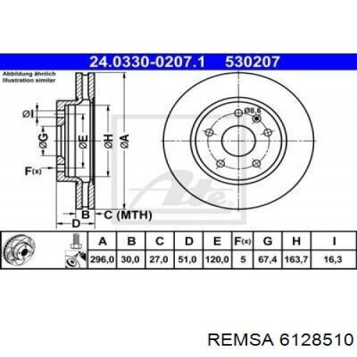 6128510 Remsa Гальмо дискове переднє