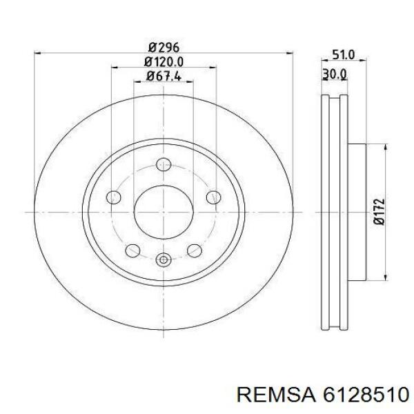 Диск переднього гальма Remsa 6128510 ціна, від 59.81 USD
