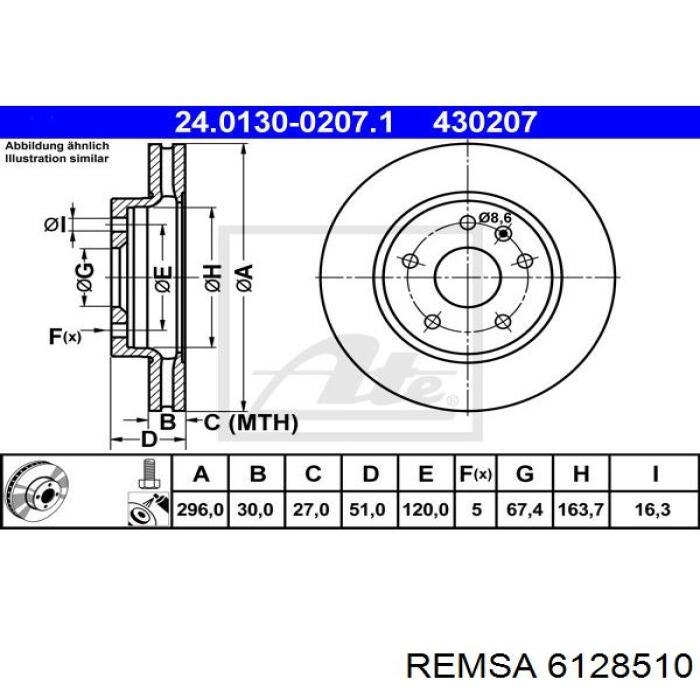 Купити 6128510 Remsa Ротор гальмівний
