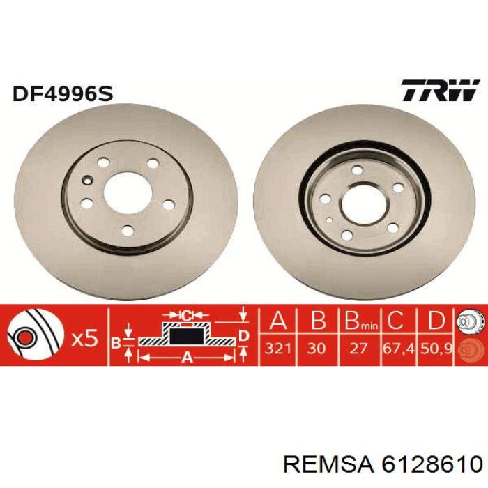 6128610 Remsa диск гальмівний передній