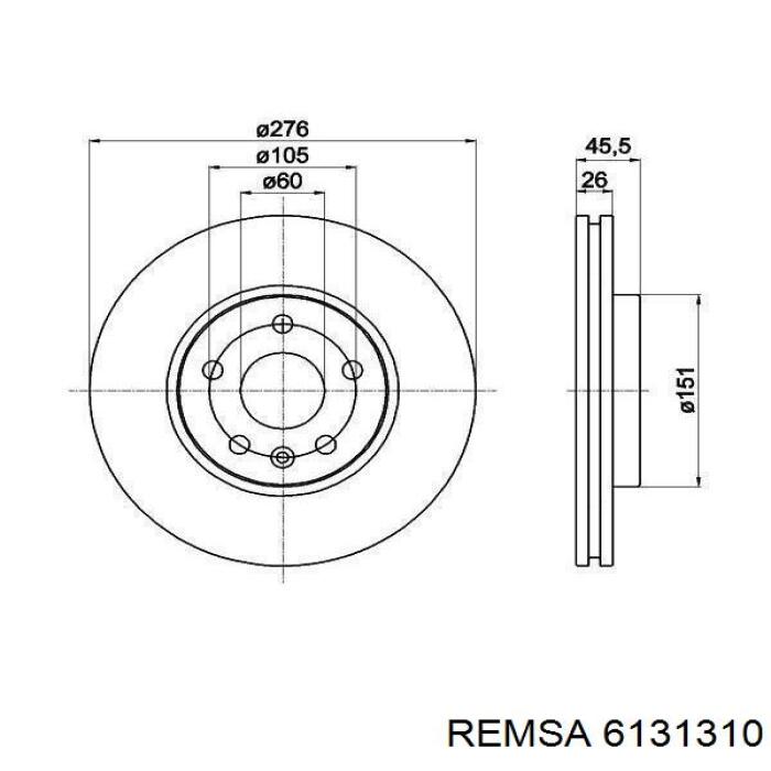 Диск гальмівний передній Remsa 6131310