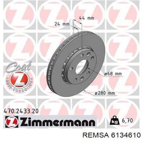 Диск переднього гальма Remsa 6134610 ціна, від 47.04 USD