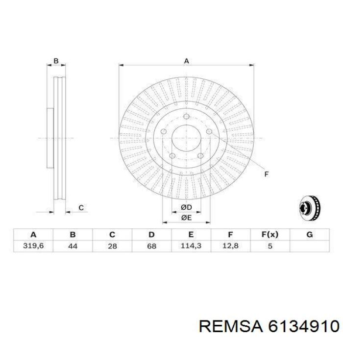 Гальмівні диски передні 6134910 Remsa
