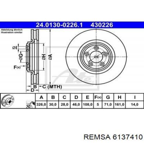 6137410 Remsa Гальмо дискове переднє