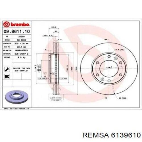 6139610 Remsa Гальмо дискове переднє