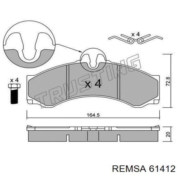 61412 Remsa колодки гальмівні передні, дискові