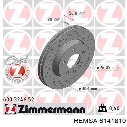 Диск гальмівний передній Remsa 6141810