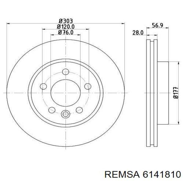 Диск переднього гальма Remsa 6141810 ціна, від 69.87 USD