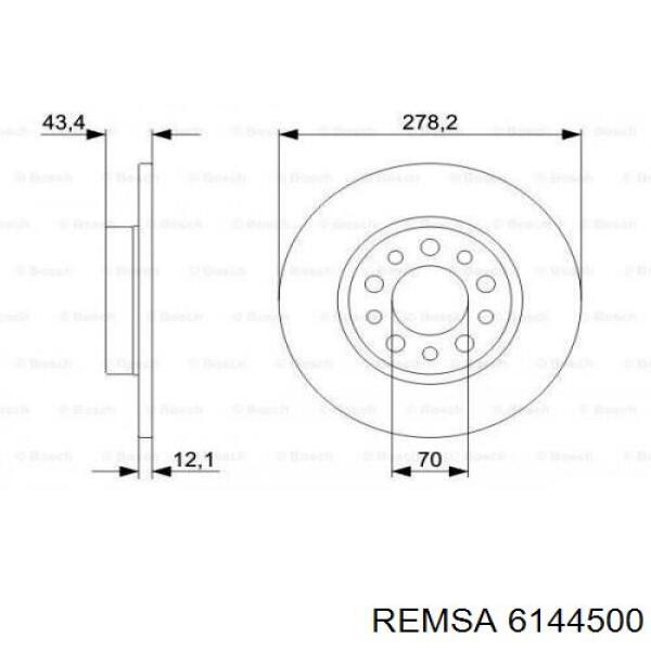 Купити 6144500 Remsa Диск заднього гальма