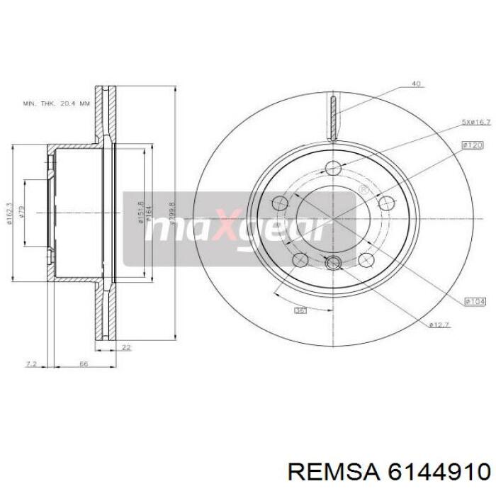 Диск переднього гальма Remsa 6144910 ціна, від 58.68 USD