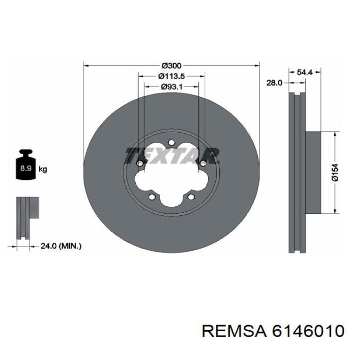 Диск гальмівний передній 6146010 Remsa