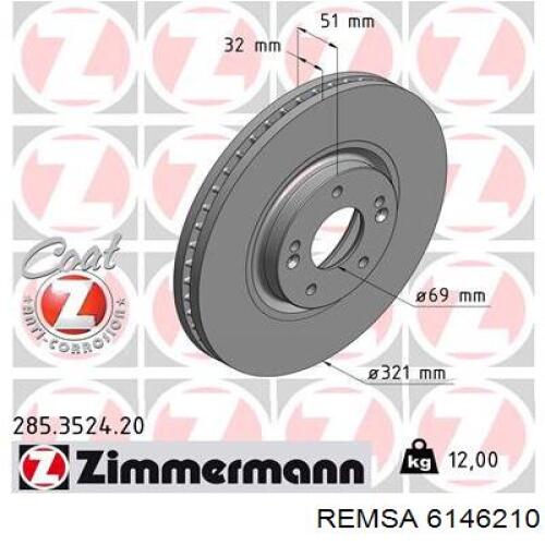 Диск переднього гальма Remsa 6146210 ціна, від 75.00 USD