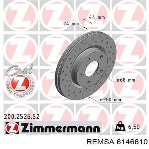 Диск переднього гальма Remsa 6146610 ціна, від 47.25 USD
