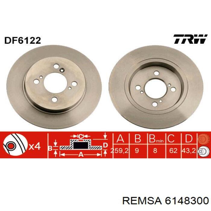 Диск гальмівний задній 6148300 Remsa