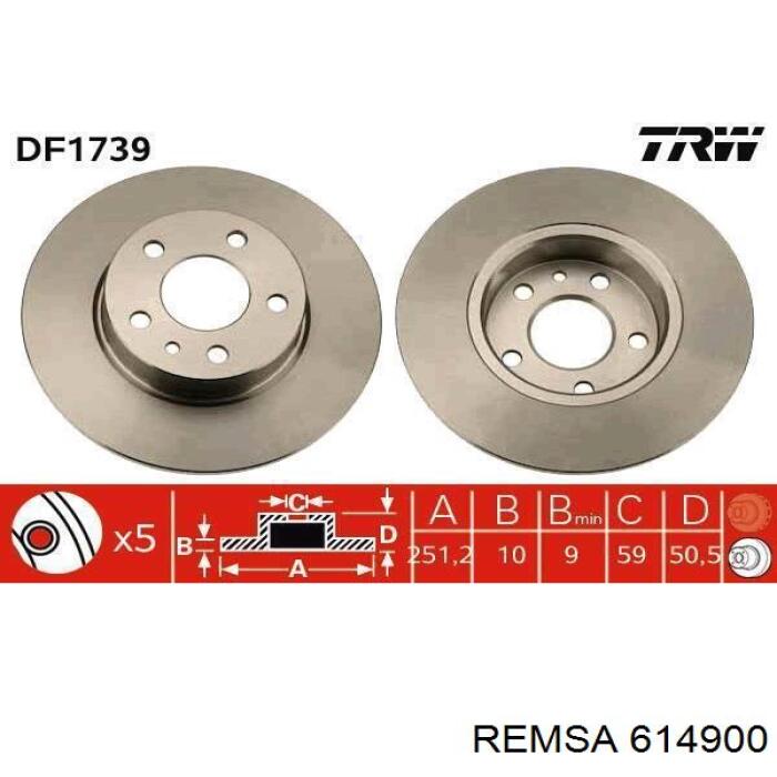 Купити 614900 Remsa Диск заднього гальма