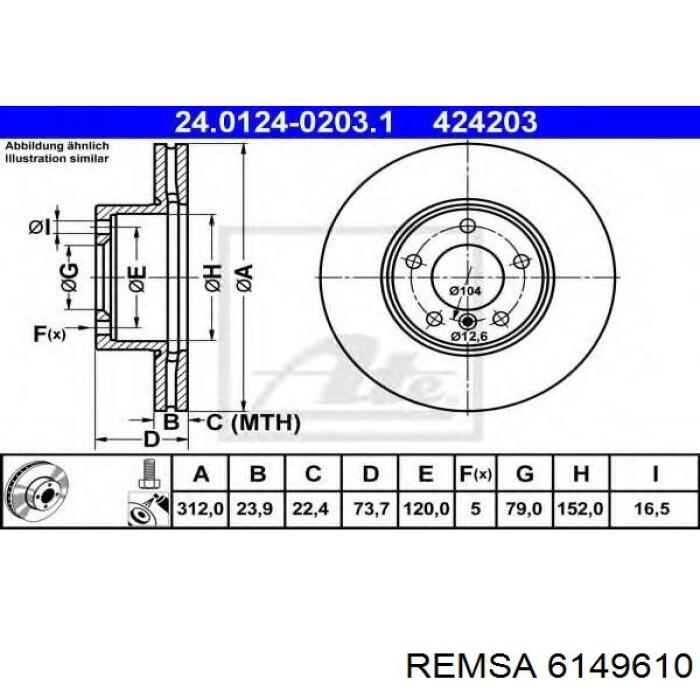 Купити 6149610 Remsa Ротор гальмівний