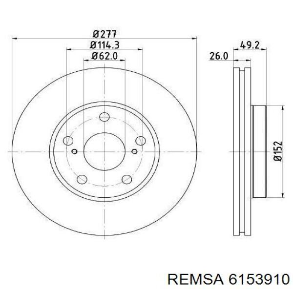 Диск гальмівний передній 6153910 Remsa