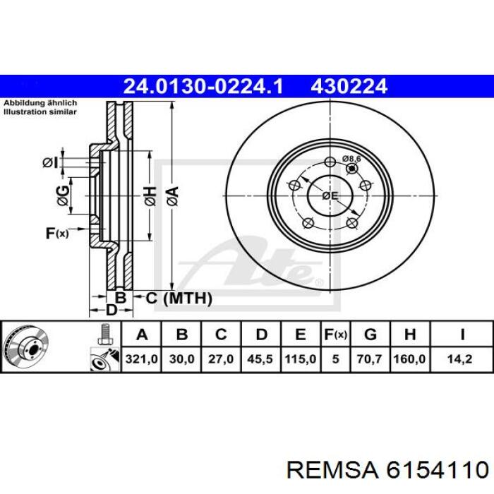 Гальмівні диски передні 6154110 Remsa