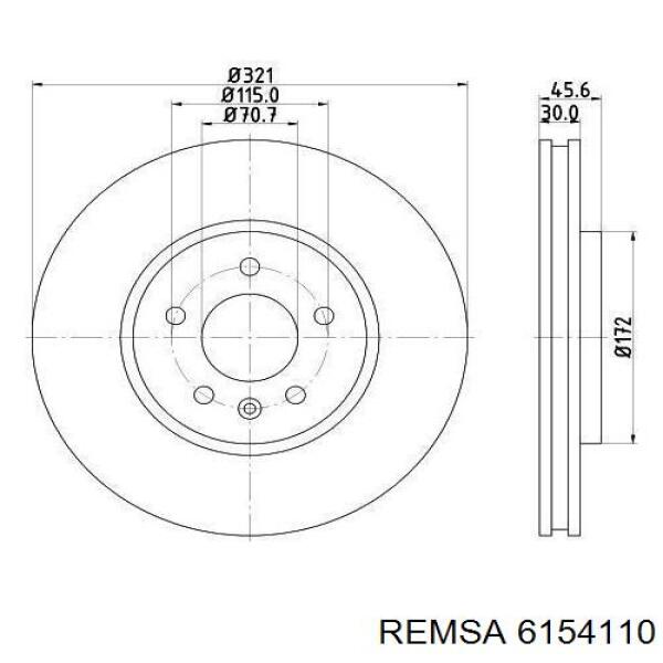 Диск переднього гальма Remsa 6154110 ціна, від 54.43 USD