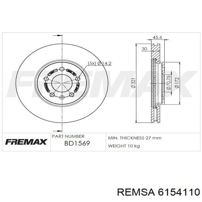 Купити 6154110 Remsa Ротор гальмівний