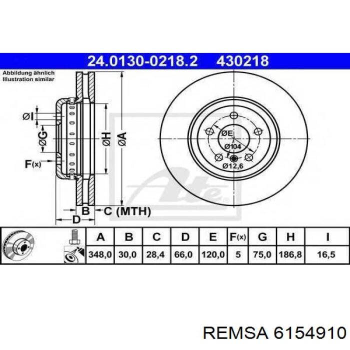 Диск гальмівний передній Remsa 6154910