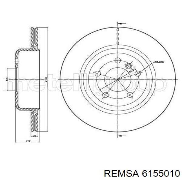 Диск гальмівний задній Remsa 6155010