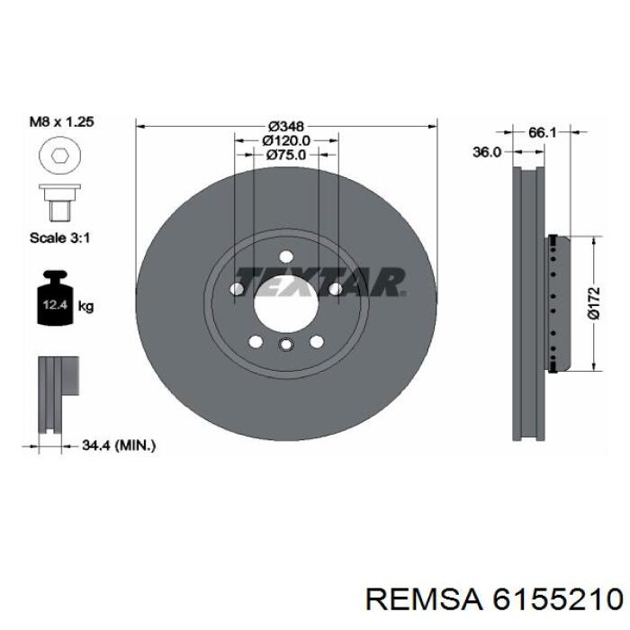 Диск переднього гальма Remsa 6155210 ціна, від 120.22 USD