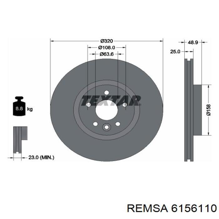 6156110 Remsa диск гальмівний передній