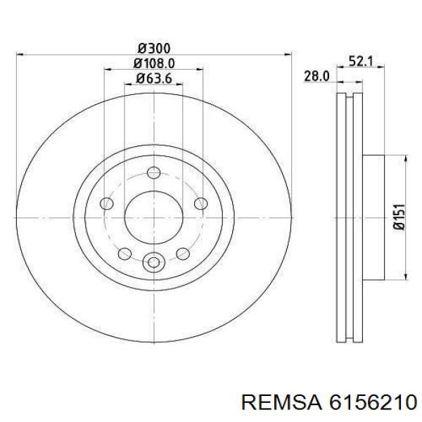 6156210 Remsa диск гальмівний передній