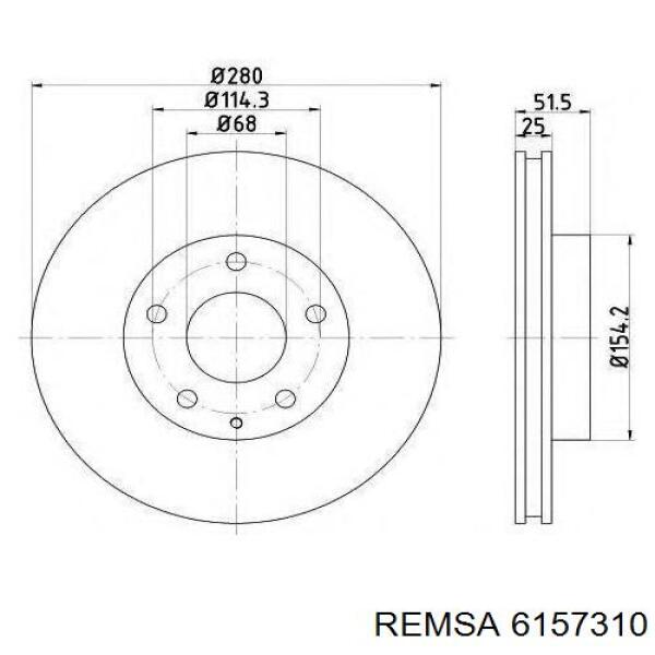 Гальмівні диски передні 6157310 Remsa