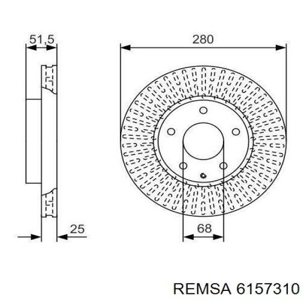 Диск гальмівний передній 6157310 Remsa