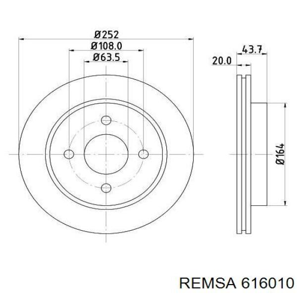 Диск гальмівний задній 616010 Remsa