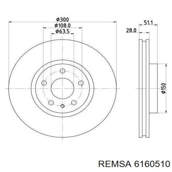 Гальмівні диски передні 6160510 Remsa