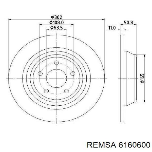 Диск гальмівний задній 6160600 Remsa