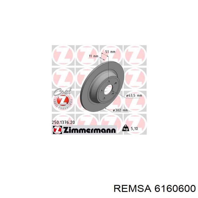 Диск гальмівний задній Remsa 6160600