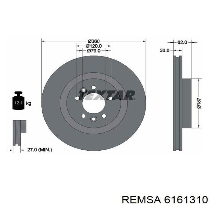 Диск гальмівний передній 6161310 Remsa