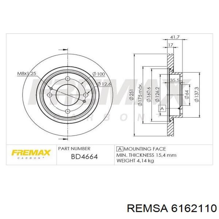 Купити 6162110 Remsa Ротор гальмівний