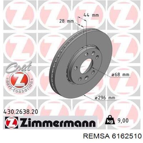 Диск переднього гальма Remsa 6162510 ціна, від 56.09 USD
