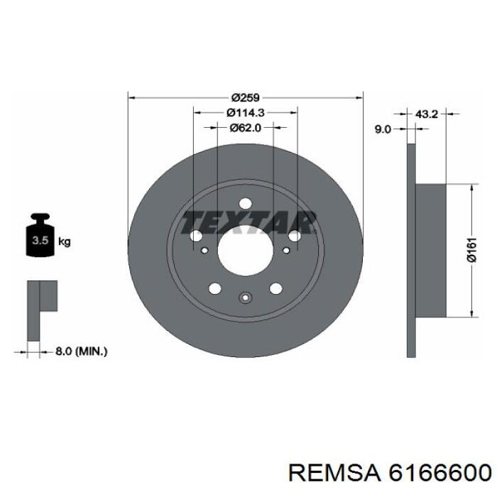 6166600 Remsa Дискові гальма