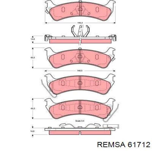 Колодки гальмові задні, дискові 61712 Remsa