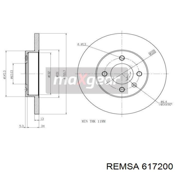 Диск переднього гальма Remsa 617200 ціна, від 22.60 USD