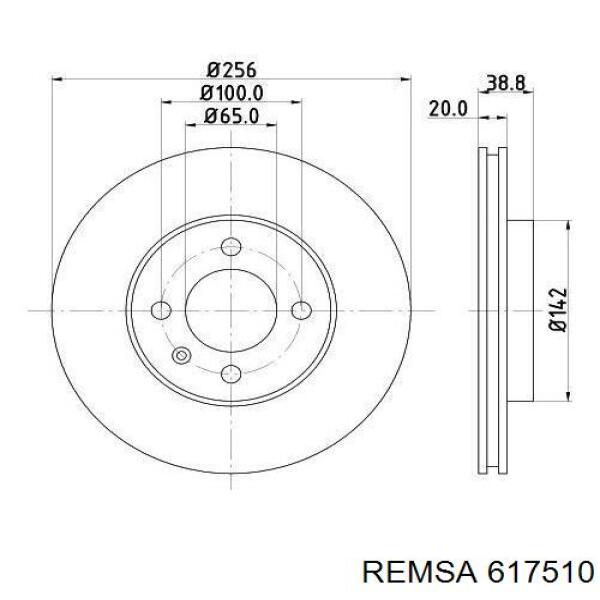 Диск гальмівний передній Remsa 617510
