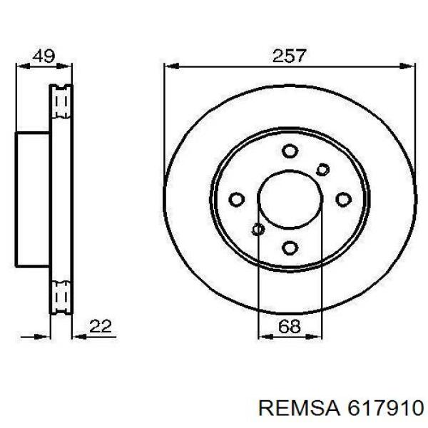 Диск гальмівний передній Remsa 617910