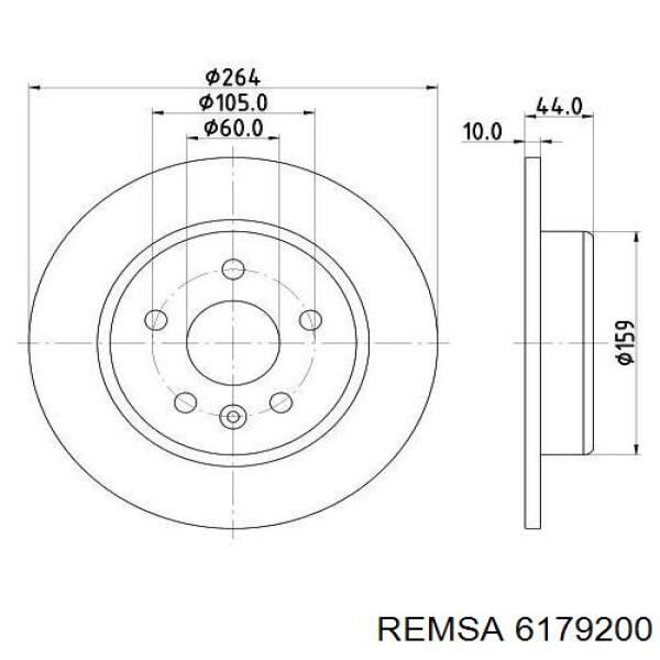 Диск гальмівний задній 6179200 Remsa