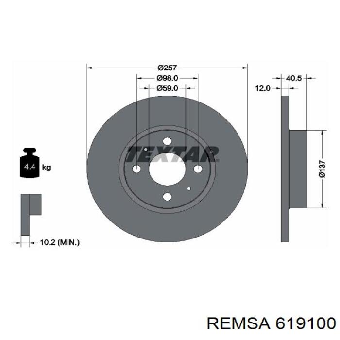 Диск гальмівний передній Remsa 619100