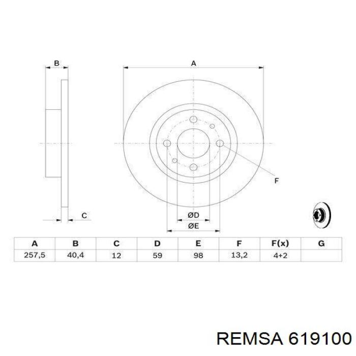 619100 Remsa Гальмо дискове переднє