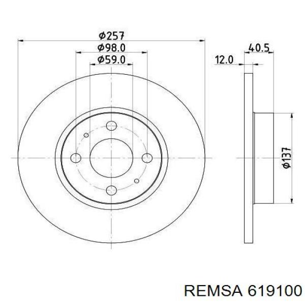 Диск переднього гальма Remsa 619100 ціна, від 26.98 USD