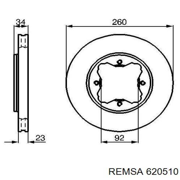 Диск переднього гальма Remsa 620510 ціна, від 32.51 USD