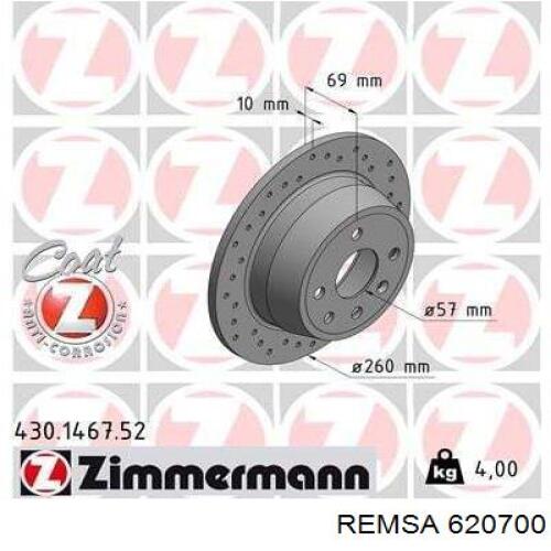 Диск гальмівний задній Remsa 620700