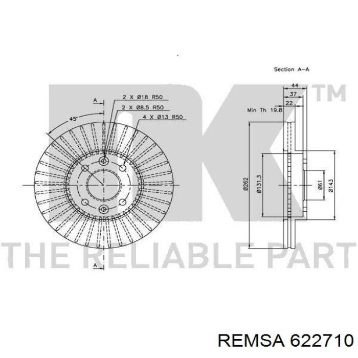Диск переднього гальма Remsa 622710 ціна, від 33.91 USD